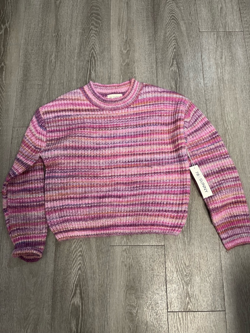 78 & Sunny Pink Multi-Stripe Knit Sweater